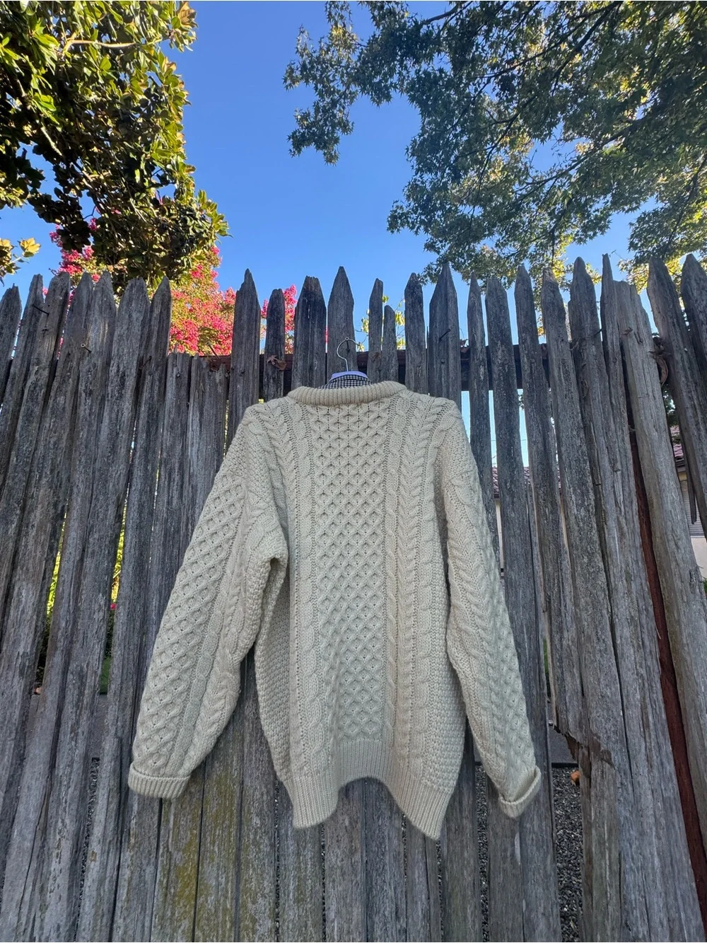 Vintage L.L.Bean Made in Ireland 100% Wool Aran Fisherman Sweater